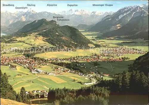 Pfronten Panorama mit Bayerischen Tiroler und Allgaeuer Alpen Kat. Pfronten