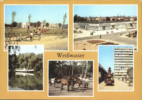 Weisswasser Oberlausitz Freizeitzentrum Lutherstrasse Jahnteich Schiffsbar Tiergarten Wasserturm Wohnkomplex Kat. Weisswasser