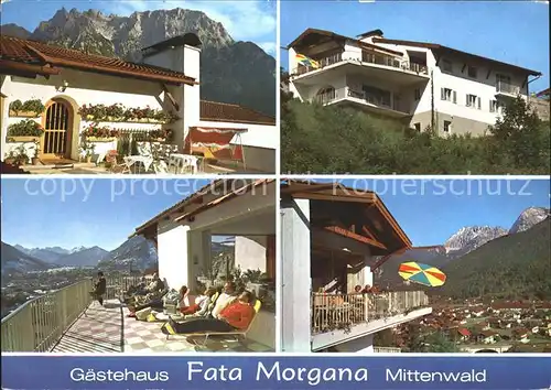 Mittenwald Bayern Gaestehaus Fata Morgana Terrasse Kat. Mittenwald