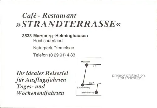 Helminghausen Cafe Restaurant Strandterrasse Bootsanlegestelle Kat. Marsberg