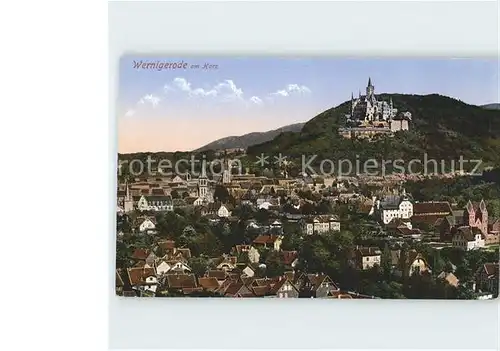 Wernigerode Harz Stadtblick mit Schloss Kat. Wernigerode