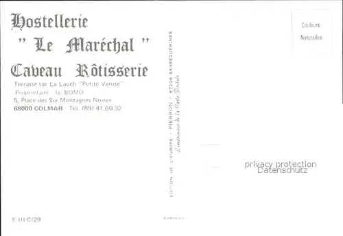 Colmar Haut Rhin Elsass Hosterllerie Le Marechal Kat. Colmar