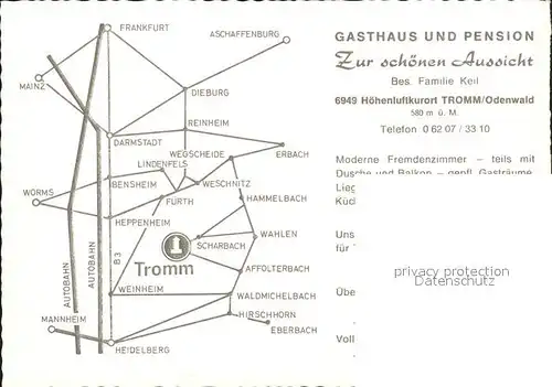 Tromm Odenwald Gasthaus Pension Zur schoenen Aussicht Kat. Grasellenbach