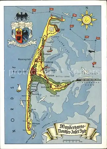 Insel Sylt Wanderkarte Kat. Westerland