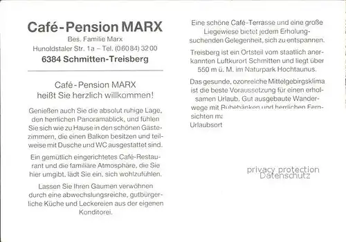 Treisberg Cafe Pension Marx Kat. Schmitten
