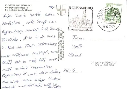 Kelheim Fliegeraufnahme Kloster Weltenburg Kat. Kelheim Donau