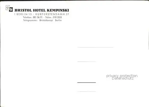 Berlin Bristol Hotel Kempinski Kat. Berlin