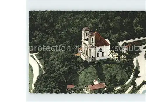Burghausen Salzach Fliegeraufnahme Kirchenpartie Mehring / Burghausen /Altoetting LKR