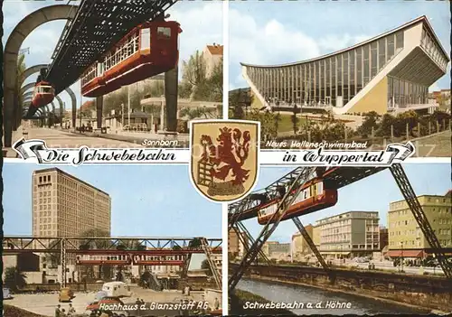 Wuppertal Schwebabahn Sonnborn Neues Hallenschwimmbad Hochhaus Glanzstoff Kat. Wuppertal