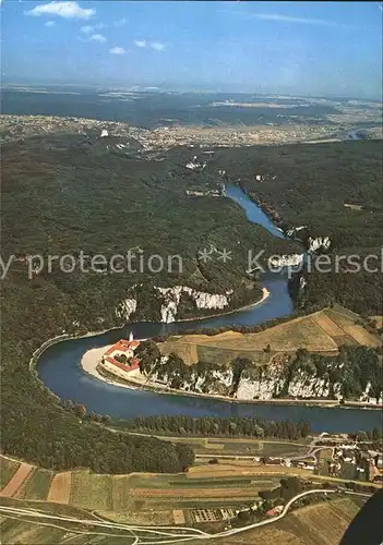 Kelheim Kloster Weltenburg mit Donaudurchbruch Fliegeraufnahme Kat. Kelheim Donau