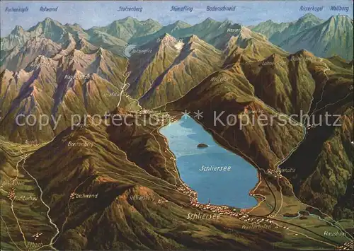 Schliersee Spitzingsee Panoramakarte Kat. Schliersee
