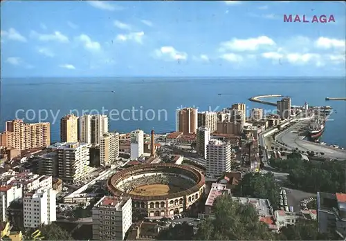 Malaga Andalucia Plaza de Toros y vista parcial Kat. Malaga