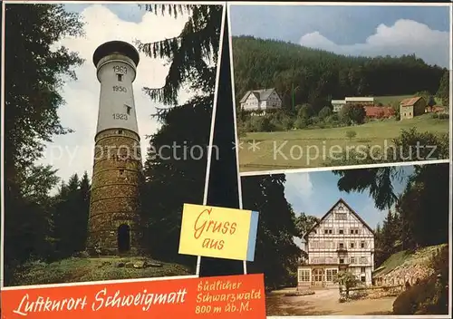 Schweigmatt Aussichtsturm Dorfpartie Fachwerkhaus Kat. Schopfheim