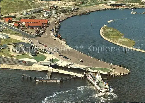 Norderney Nordseebad Hafen mit Faehranlagen Fliegeraufnahme Kat. Norderney