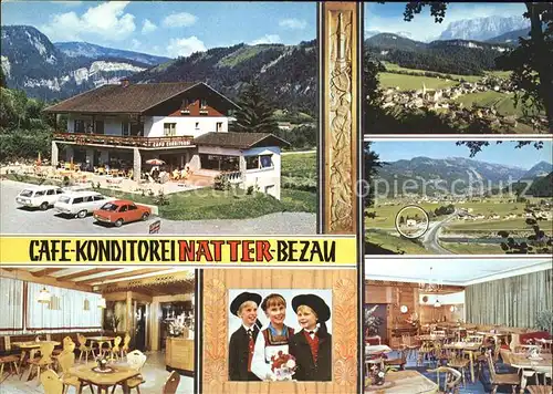 Bezau Vorarlberg Cafe Konditorei Natter Gastraeume Terrasse Panorama Kat. Bezau