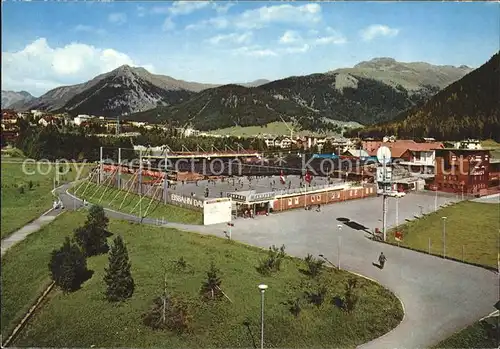 Davos GR Eisbahn mit Rhaetikon Seehorn und Pischahorn Kat. Davos