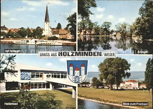 Holzminden Weser Am Anleger Anlagen Hallenbad Freibad Kat. Holzminden