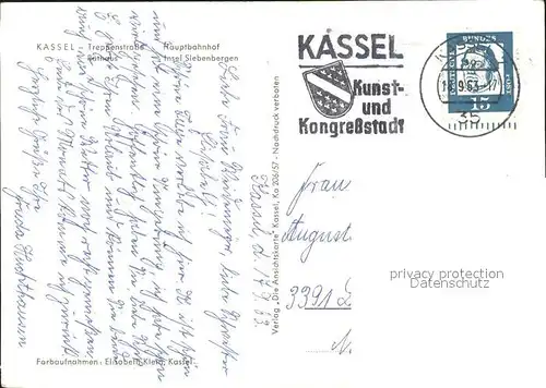 Kassel Treppenstrasse Hauptbahnhof Rathaus Insel Siebenbergen Kat. Kassel