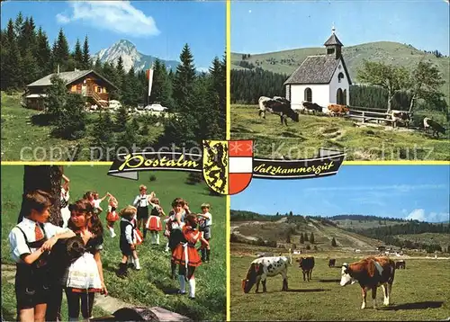 Strobl Postalm Kapelle Trachtenkinder Viehweide Kat. Strobl