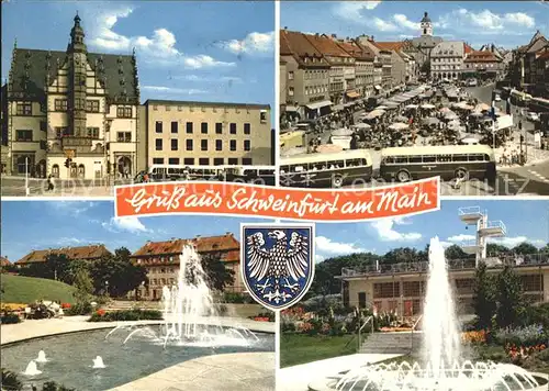 Schweinfurt Rathaus Markt Springbrunnen Schwimmbad Kat. Schweinfurt