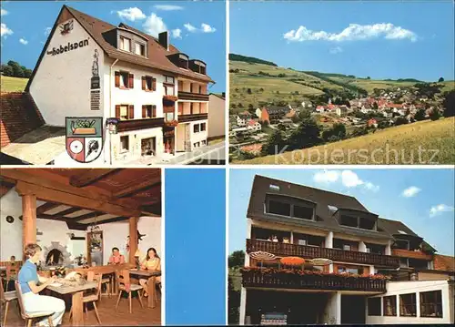 Mespelbrunn Hotel Hobelspan Gaststube Terrasse Ortsblick Kat. Mespelbrunn