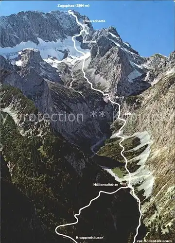 Zugspitze Besteigungsroute durchs Hoellental Kat. Garmisch Partenkirchen