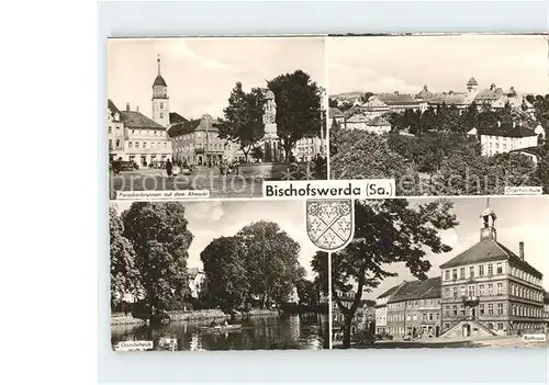 Bischofswerda Paradiesbrunne Altmarkt Goetheschule Gondelteich Rathaus  Kat. Bischofswerda
