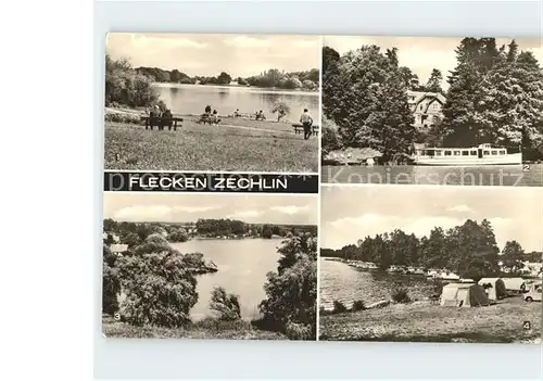 Flecken Zechlin Schwarzer See FDGB Erholungsheim Elsenhoehe Wohnboote Zeltplatz  Kat. Rheinsberg