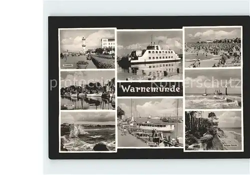 Warnemuende Ostseebad Promenade Faehrschiff Strandleben Westmole Strom  Kat. Rostock