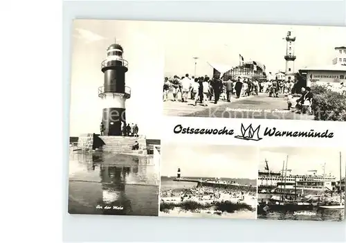 Warnemuende Ostseebad Mole Leuchtturm Strandpromenade Teepott Yachthafen  Kat. Rostock