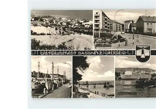 Sassnitz Ostseebad Ruegen August Babel Strasse Schwederfaehre Skane Fischereihafen Kat. Sassnitz