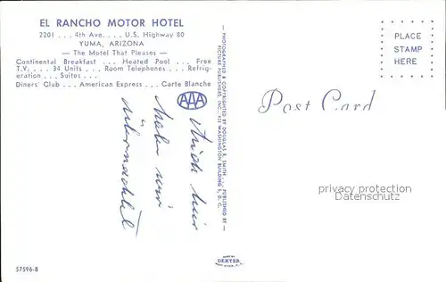 Yuma Arizona Rancho Motor Hotel Kat. Yuma