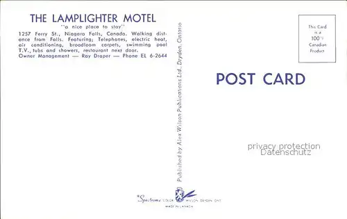 Niagara Falls Ontario Lamplighter Motel / Niagara Falls Canada /