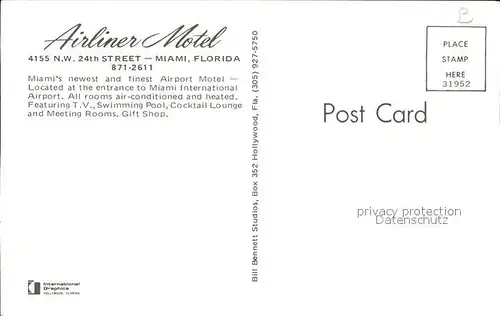 Miami Florida Airliner Motel Kat. Miami