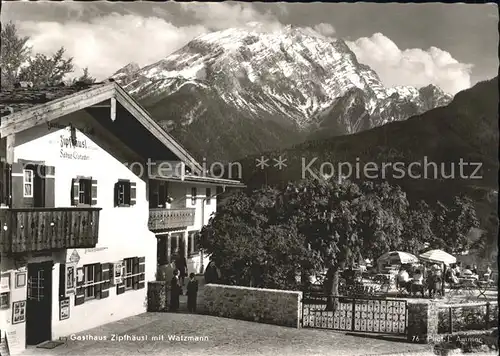 Ramsau Berchtesgaden Gasthaus Pension Zipfhaeusl mit Watzmann Kat. Ramsau b.Berchtesgaden