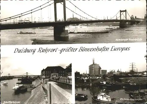 Duisburg Ruhr Binnenhafen Homberger Rheinbruecke Phoenix-Rheinrohr Schiffsboerse / Duisburg /Duisburg Stadtkreis