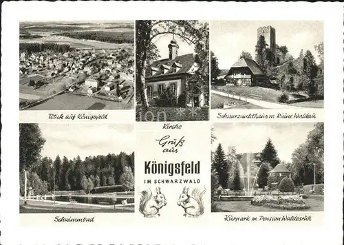 Koenigsfeld Schwarzwald Ruine Waldau Kurpark Pension Waldesruh Kat. Koenigsfeld im Schwarzwald