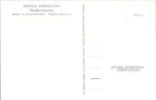 Orselina TI Hotel Orselina Kat. Orselina