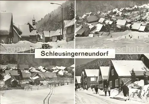 Schleusingerneundorf Skispuren Kirche Ski  Kat. Nahetal Waldau