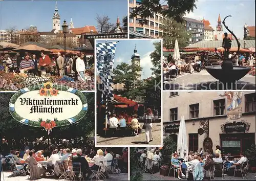 Muenchen Viktualienmarkt Peterskirche Valentinbrunnen Biergarten  Kat. Muenchen