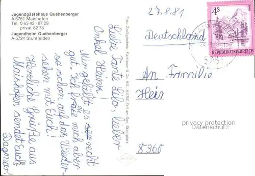 Maishofen Jugendgaestehaus Quehenberger  Kat. Maishofen Zell am See