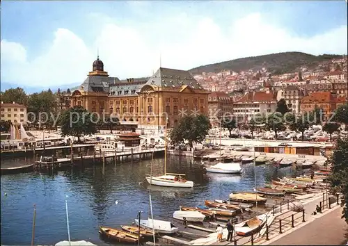 Neuchatel NE Der Hafen die Stadt Kat. Neuchatel