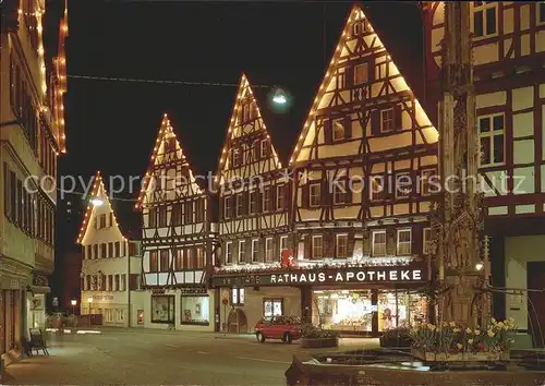 Bad Urach Rathaus Apotheke Beleuchtung  Marktbrunnen Kat. Bad Urach