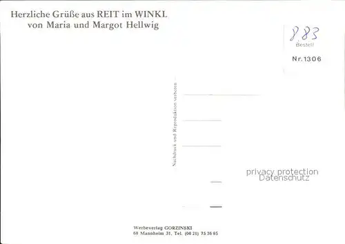 Reit Winkl Maria und Margot Hellwig Kat. Reit im Winkl