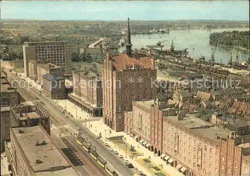 Rostock Mecklenburg Vorpommern Fliegeraufnahme Lange Strasse Hafen  Kat. Rostock