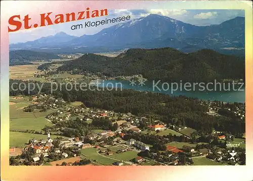 St Kanzian Klopeiner See Fliegeraufnahme mit Hochobir Kat. St. Kanzian am Klopeiner See