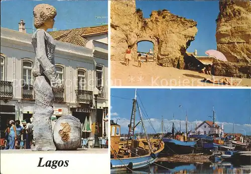 Lagos Faro Algarve Hafen Boote Strand  Kat. Lagos