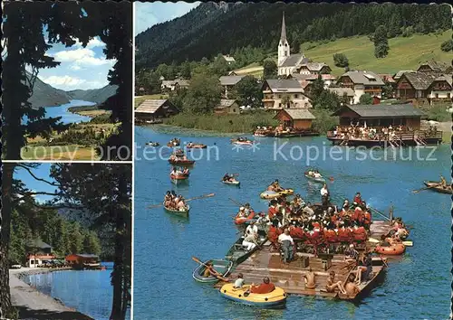 Weissensee Kaernten Faehre Boote Kirche Kat. Weissensee