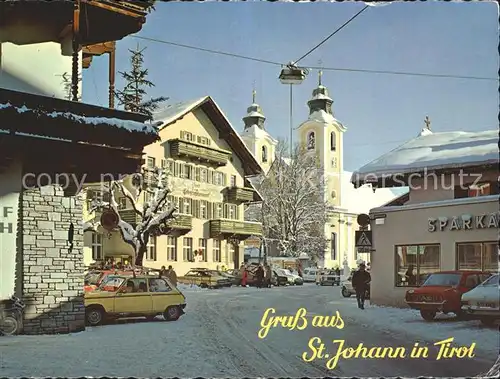 St Johann Tirol Hauptplatz Kirche Sparkasse Kat. St. Johann in Tirol