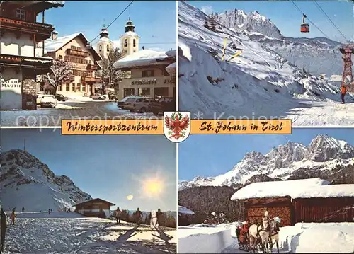 St Johann Tirol Luftseilbahn Ski Pferdeschlittenfahrt Kirche Sparkasse Kat. St. Johann in Tirol